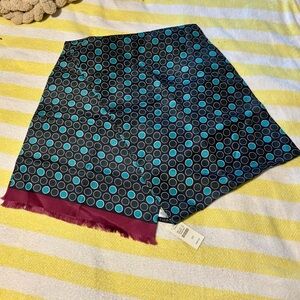 Talbots NWT 100% Silk Polka Dot Scarf with Fringe